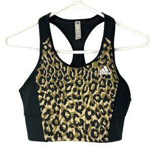 Adidas Primegreen Leopard Mesh Racerback Sports Bra M Pullover Scoop Neck Sports